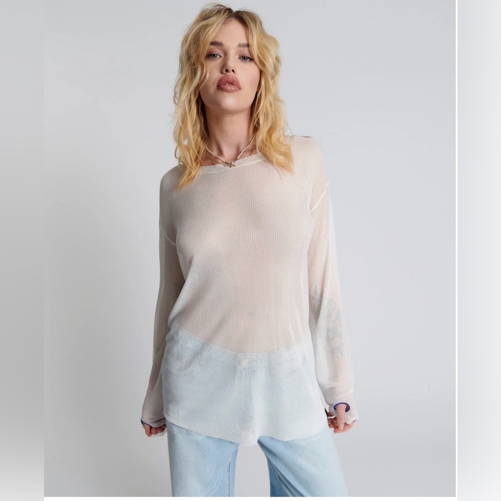 NWT | One Teaspoon Amity Sheer Ribbed Knit Top - Off White